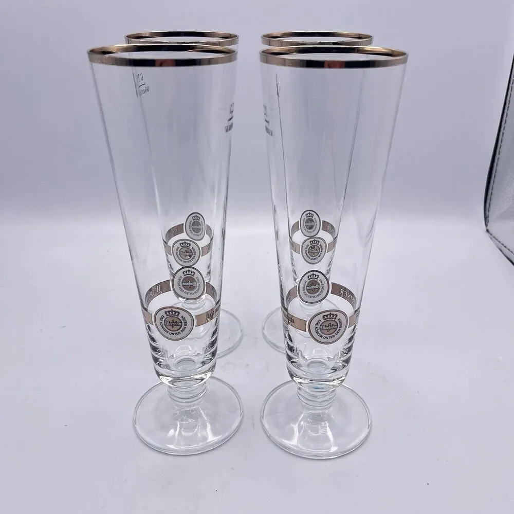 Vintage German 8” .2L Warsteiner pilsner Glasses